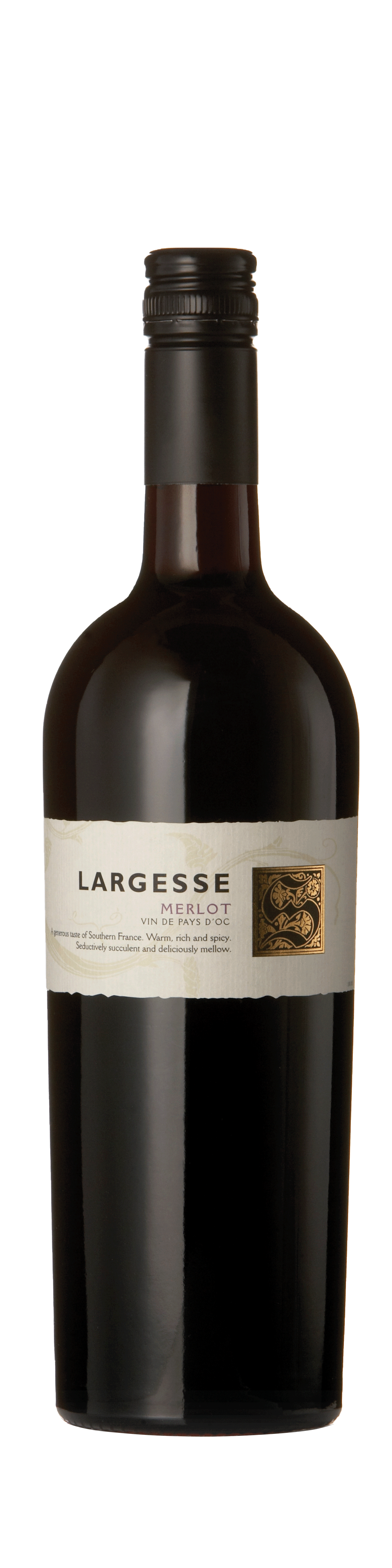 Bottle shot - Largesse Merlot, IGP Pays d'Oc, Languedoc, France